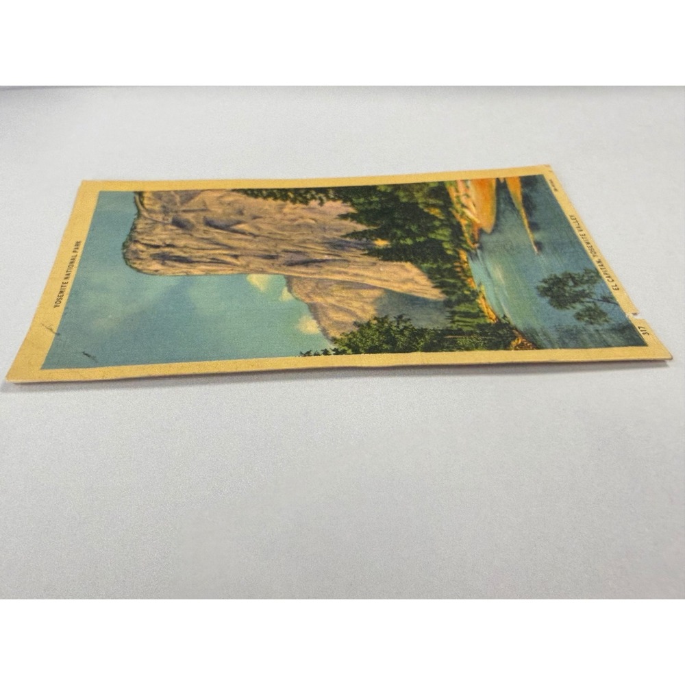 1941 Yosemite National Park El Capitan Linen Postcard Camp Curry Postmark 317 - Picture 9 of 14
